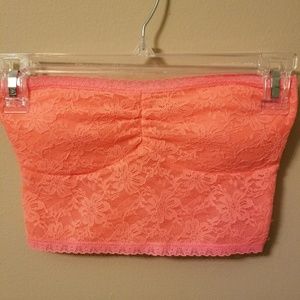 Neon Coral Bandeau Crop Top